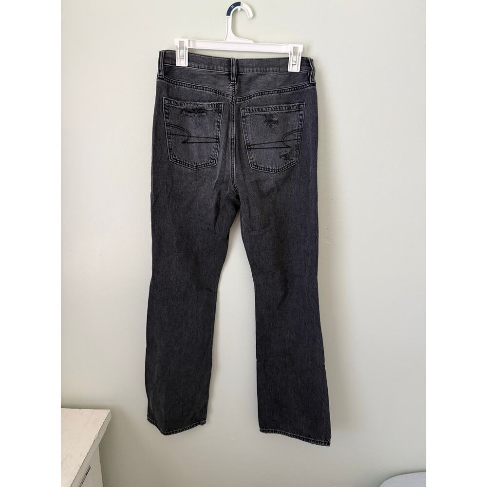 American Eagle | Charcoal Black Faded Distressed Ripped Boot Cut Jeans Preppy - Picture 3 of 7